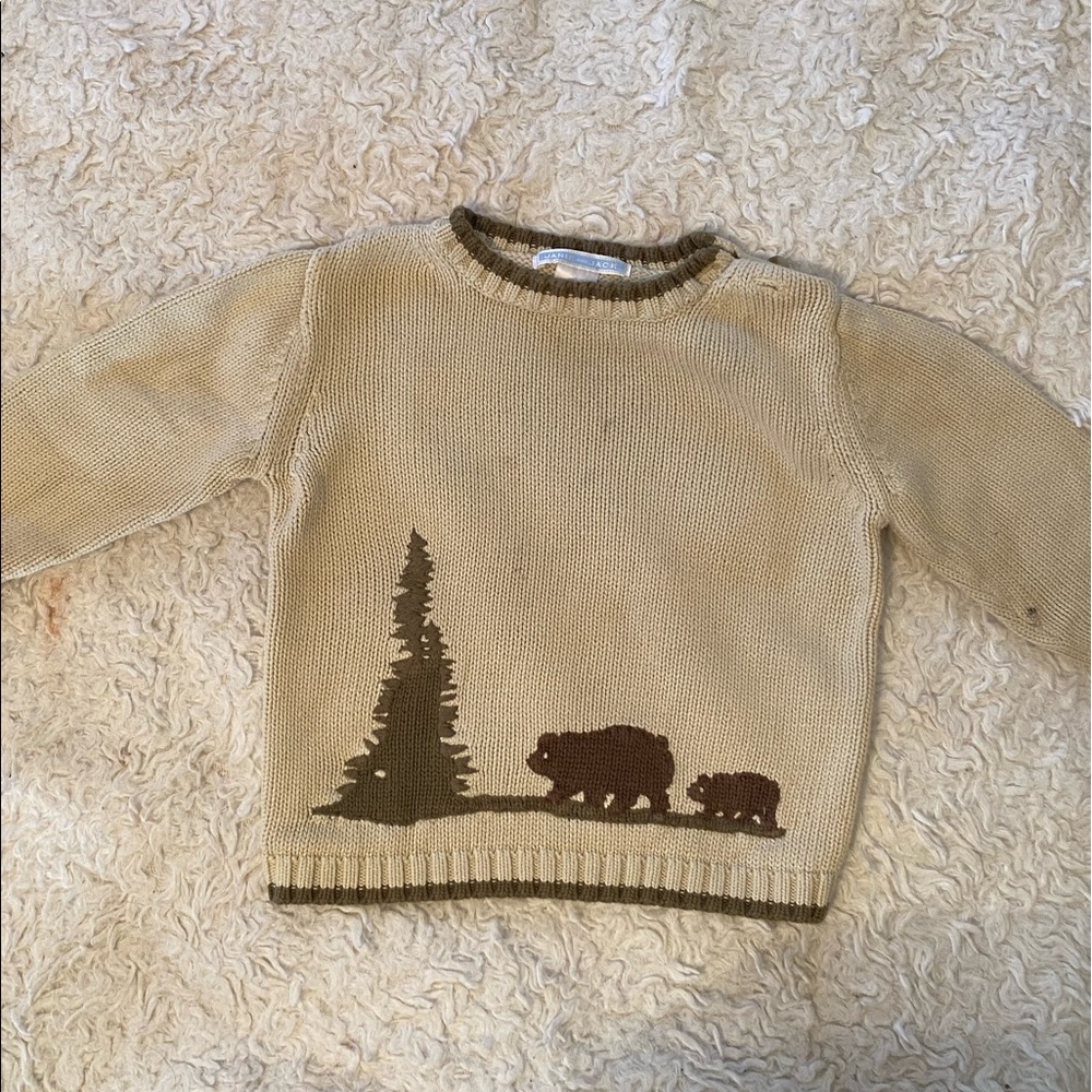 Janie and Jack Bear Crewneck Sweater Size 12-18 Months